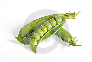 Fresh peas isolated on white