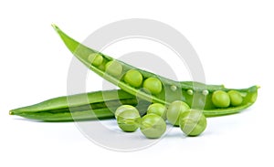 Fresh peas isolated on white background