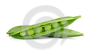 Fresh peas isolated on white background