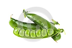 Fresh peas isolated on white background