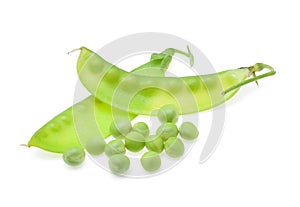 Fresh peas isolated on white background