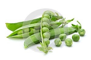 Fresh peas on white