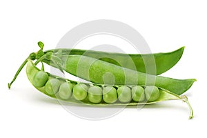 Fresh peas on white