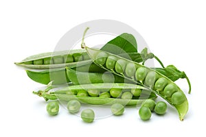 Fresh peas on white