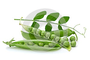 Fresh peas on white