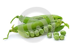 Fresh peas on white