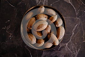 Fresh Pecan Nuts with husks