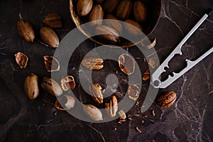 Fresh Pecan Nuts with husks