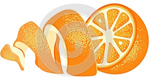 Fresh peeled orange halve isolated