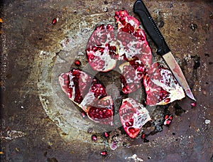 Fresh peeled pomegranate with seeds