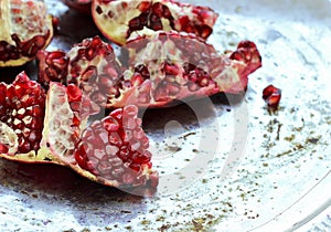 Fresh peeled pomegranate with seeds