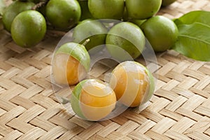 Fresh peeled quenepa fruit