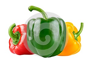 Fresh pepper vegetables red green and yellow organic natural food isolated