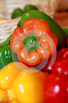 Fresh peppers in kitchen