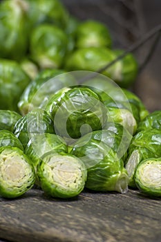 Fresh picked organic Brussels sprouts