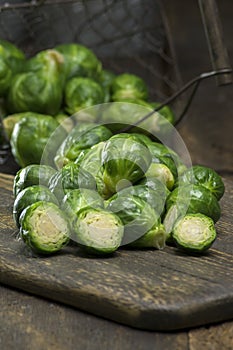Fresh picked organic Brussels sprouts