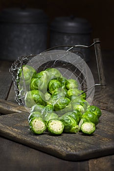 Fresh picked organic Brussels sprouts