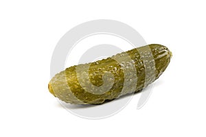 Fresh pickled or fermented cucumbers isolated on white background. Home preservation