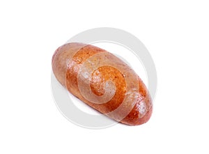 Fresh pie, bun with meat and vegetables isolated on white