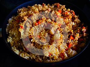 Fresh pilaf with meat,rice and vegetables