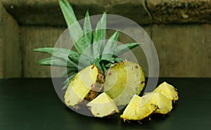 Fresh pineapple fruit Cut half