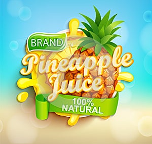 Fresh pineapple juice label.