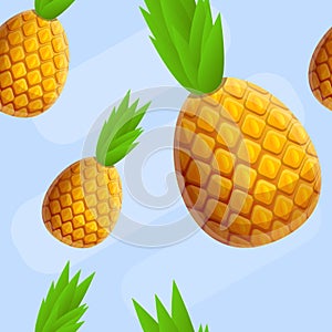 Fresh pineapple pattern, cartoon style