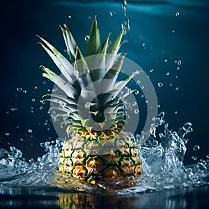 Fresh Pineapple splash in water