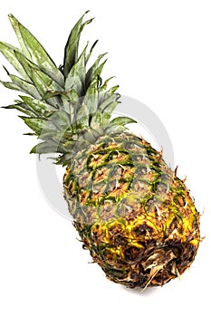 Fresh pineapple on white background, cut on half and whole pineapple, ananas