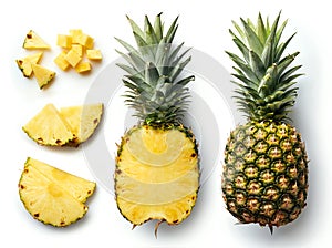 Fresco ananas su bianco 