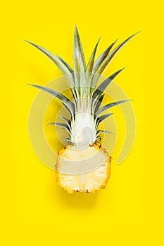 Fresh Pineapple In the yellow background Pineapple pattern
