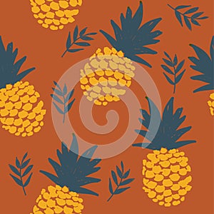 Fresh pineapples vector repeat seamless pattrern