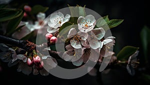 Fresh pink cherry blossom, fragility in nature generated by AI