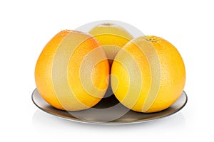 Fresh pink grapefruit isolated on white