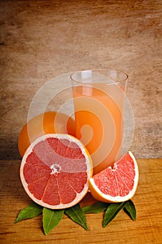 Fresh pink grapefruit juice