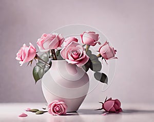 Fresh Pink Rose Bouquet in a Vase