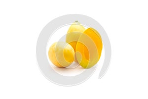 Fresh plango or marian plum on white background. summer fruit concept photo