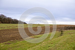 Fresh plowed agriculture field