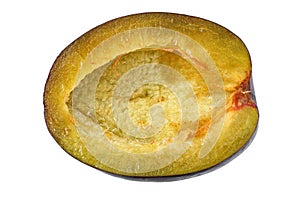 fresh plum fruit slice isolated on white background