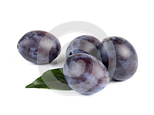 Fresh Plum Fruits with Green Leaf