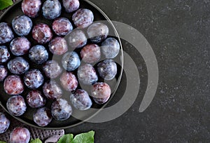 Fresh plums on plate