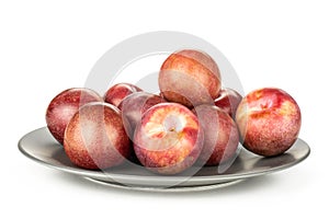 Fresh pluot interspecific plums isolated on white