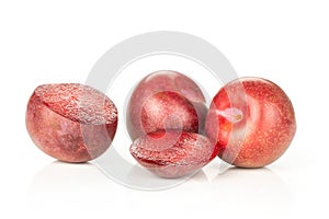 Fresh pluot interspecific plums isolated on white