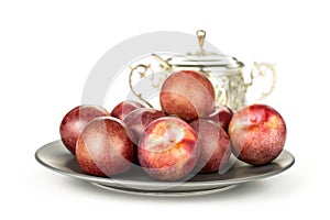 Fresh pluot interspecific plums isolated on white