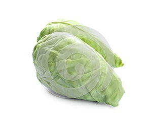 Fresh pointed cabbage on color background
