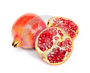 Fresh pomegranate fruit isolate on white background, healthy foo