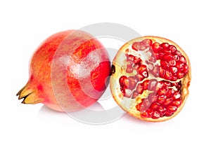 Fresh pomegranate fruit isolate on white background, healthy foo