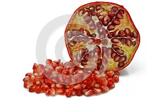 Fresh pomegranate isolated on white background with clipping path