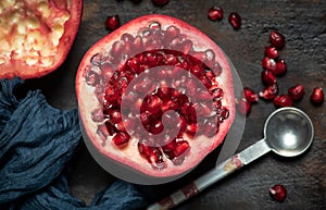 Fresh pomegranate on the kitchen table