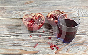 Fresh pomegranate and pomegranate juice